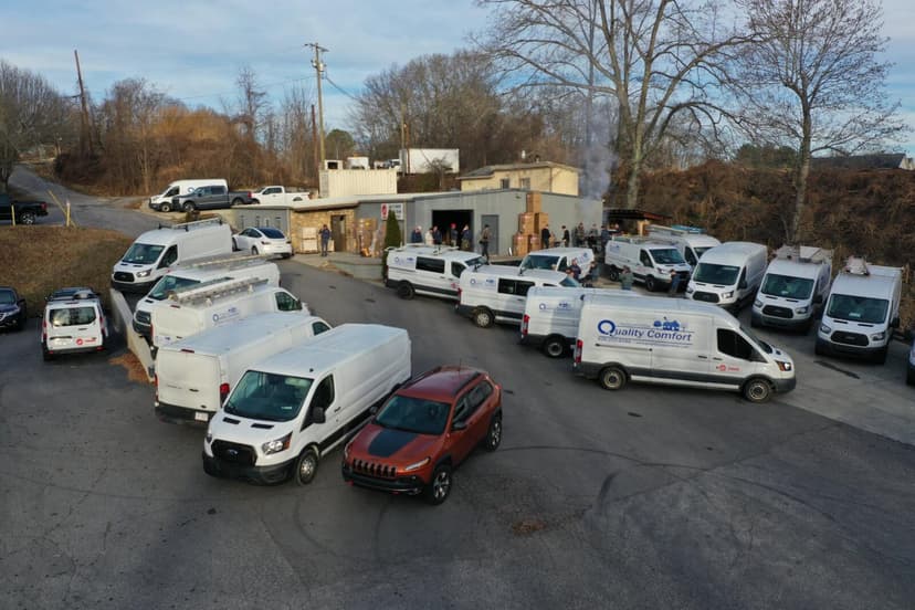 Quality Comfort HVAC service fleet serving Western North Carolina