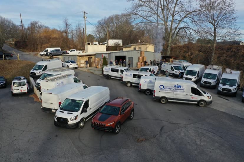 Quality Comfort HVAC service fleet serving Western North Carolina